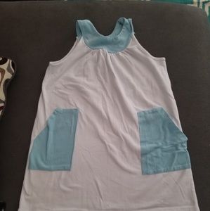 4 Ever Princess sz XL White dress w/ blue pockets